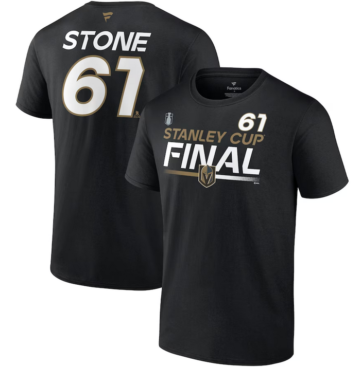 Men's Vegas Golden Knights #61 Mark Stone Black 2023 Stanley Cup Final Authentic Pro Name & Number T-Shirt
