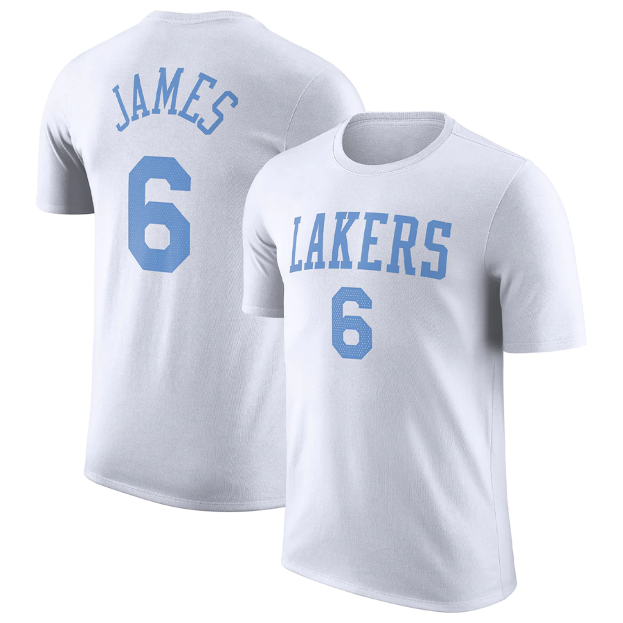 Men's Los Angeles Lakers #6 LeBron James White 2022/23 Classic Edition Name & Number T-Shirt