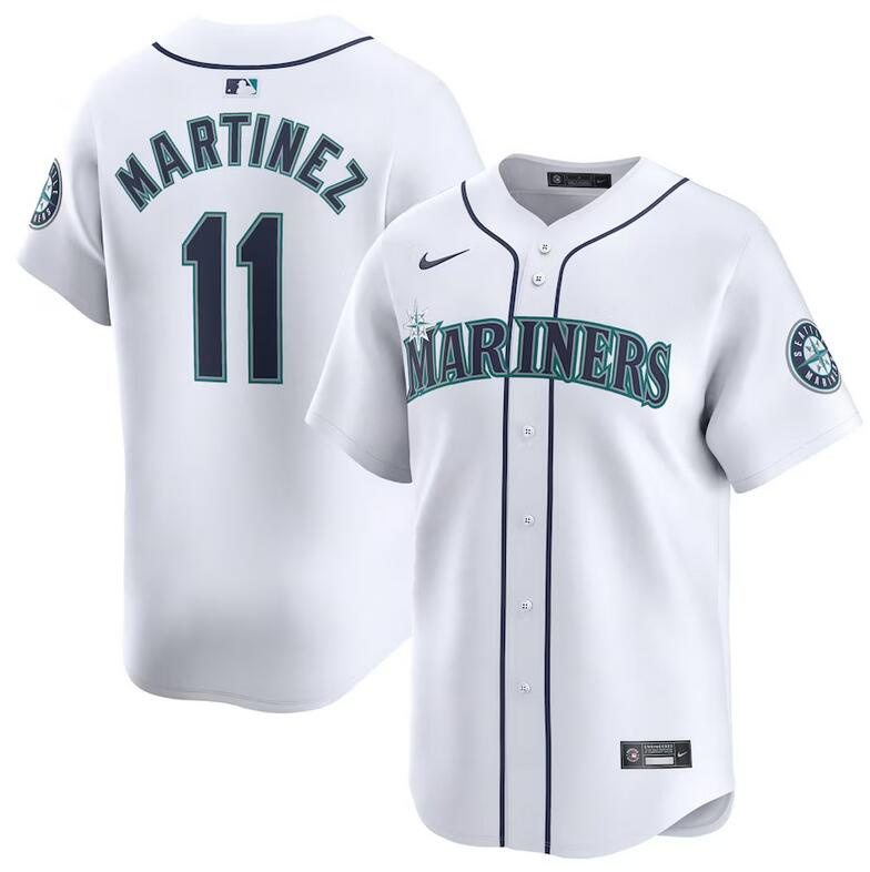 Men's Seattle Mariners #11 Edgar Martinez White Home Limited Stitched jersey