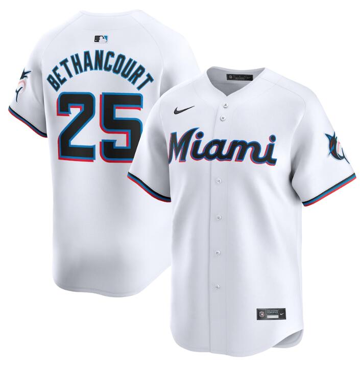 Men's Miami Marlins #25 Christian Bethancourt White 2024 Home Limited Stitched Baseball Jersey