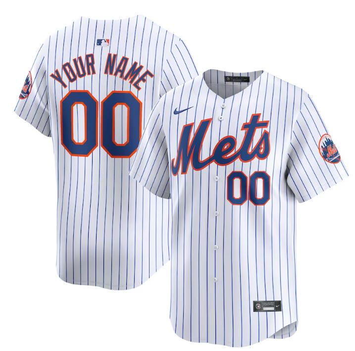Men's New York Mets Active Player Custom White 2024 Home Limited Stitched Baseball Jersey