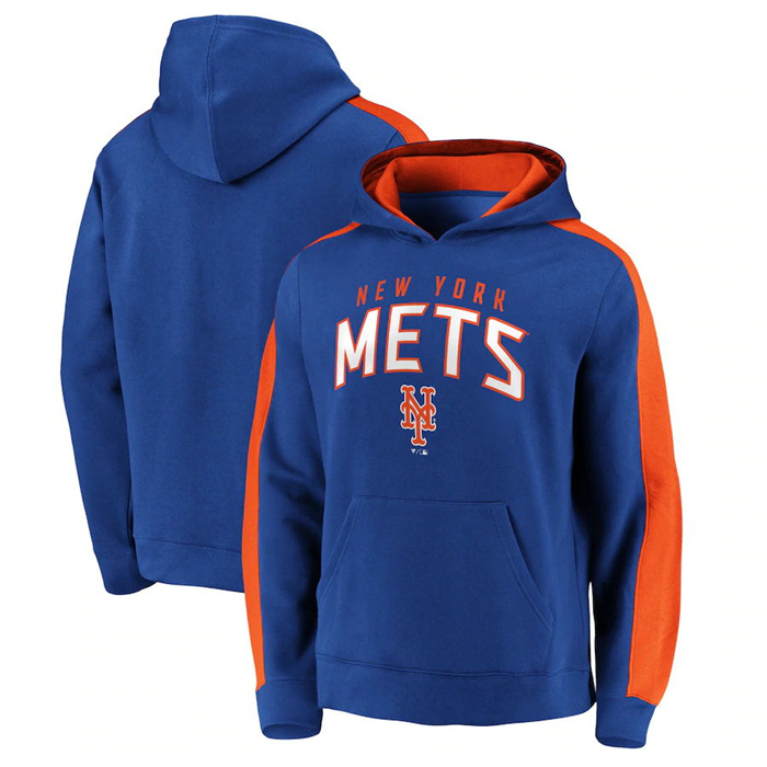 Men's New York Mets Royal Game Time Arch Pullover Hoodie Pullover Hoodie