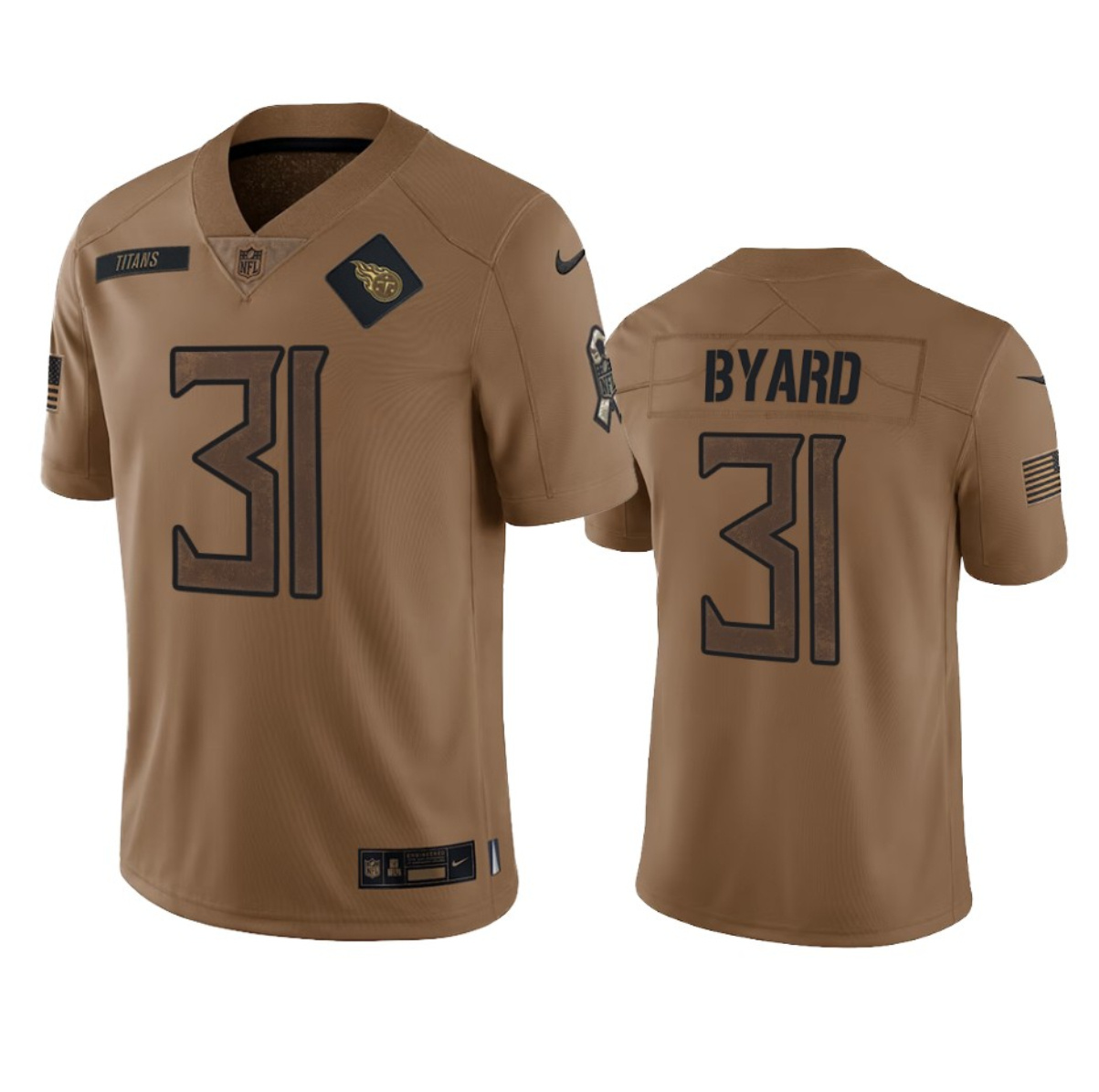 Men's Tennessee Titans #31 Kevin Byard 2023 Brown Salute To Service Stitched Football Jersey