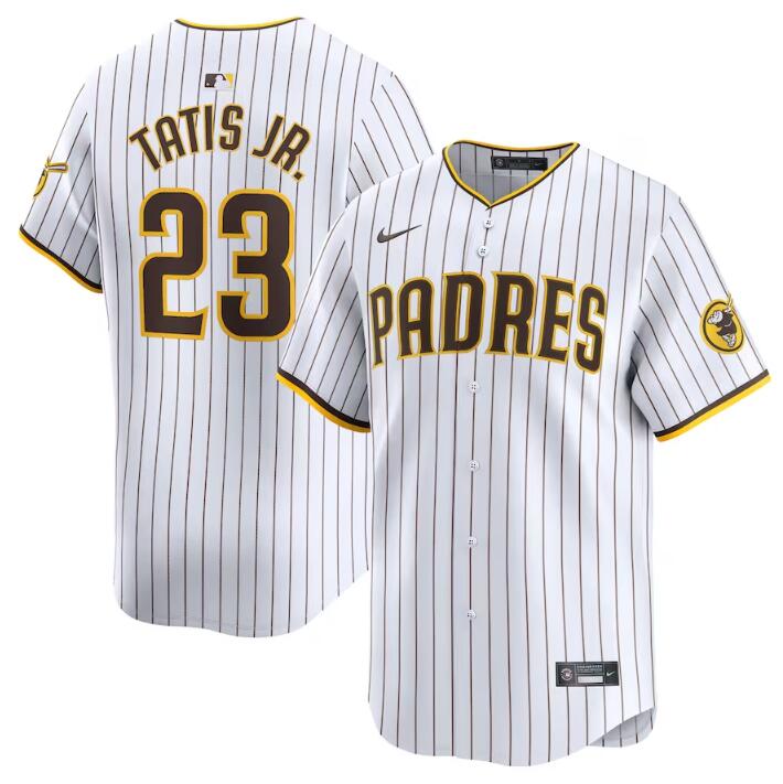 Men's San Diego Padres #23 Fernando Tatis Jr. White 2024 Home Limited Stitched Baseball Jersey