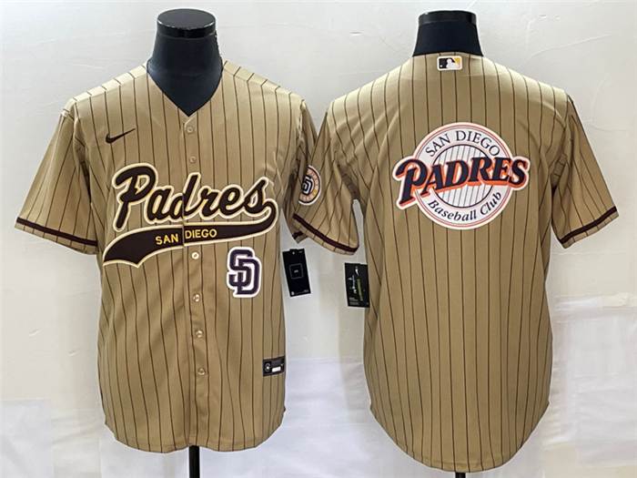 Men's San Diego Padres TanTeam Big Logo In Back Cool Base With Patch Stitched Baseball Jersey Men's San Diego Padres TanTeam Big Logo In Back Cool Base With Patch Stitched Baseball Jersey