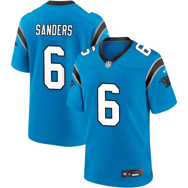 Men's Carolina Panthers #6 Miles Sanders Blue Stitched Game Jersey
