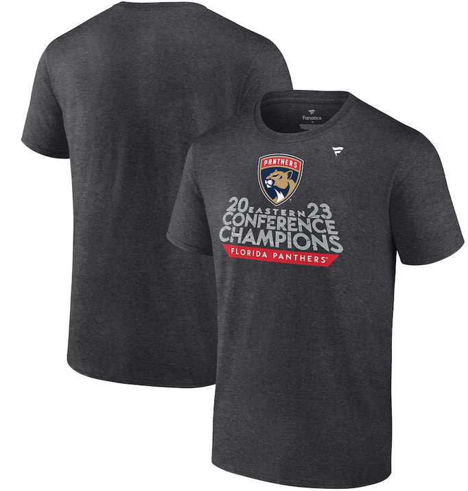 Men's Florida Panthers Heather Charcoal 2023 Eastern Conference Champions Locker Room T-Shirt