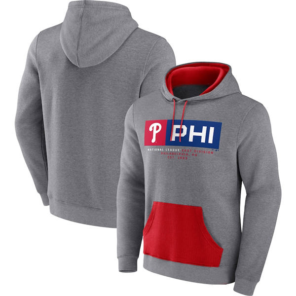 Men's Philadelphia Phillies Heathered Gray Iconic Steppin Up Fleece Pullover Hoodie