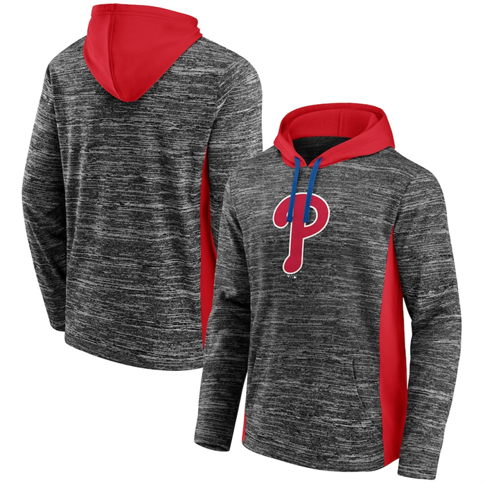 Men's Philadelphia Phillies Gray Red Instant Replay Color Block Pullover Hoodie