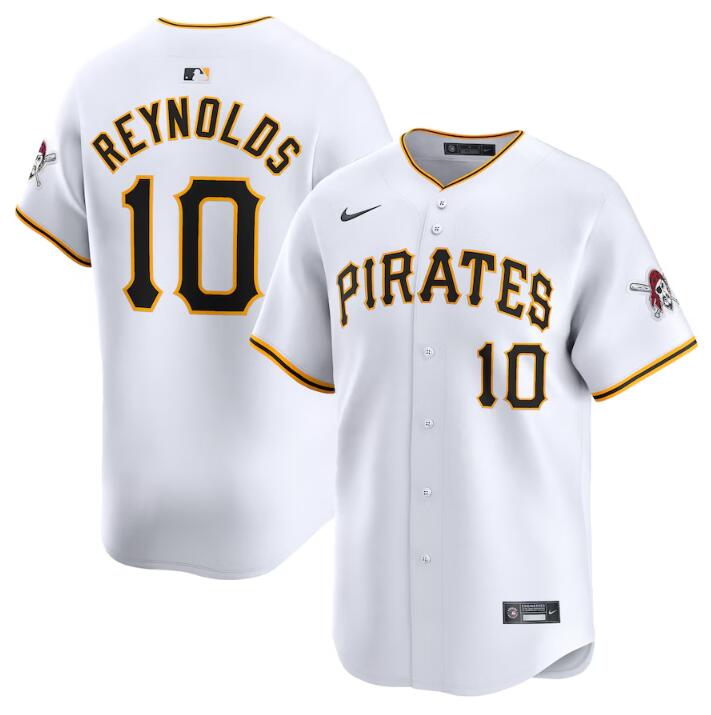 Men's Pittsburgh Pirates #10 Bryan Reynolds White Home Limited Stitched Baseball Jersey