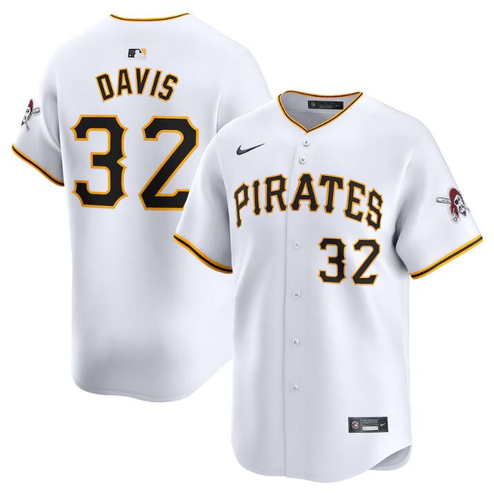 Men's Pittsburgh Pirates #32 Henry Davis White Home Limited Stitched Baseball Jersey