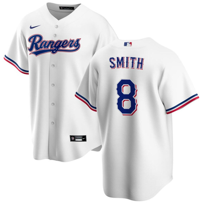 Men's Texas Rangers #8 Josh H. Smith White Cool Base Stitched Baseball Jersey
