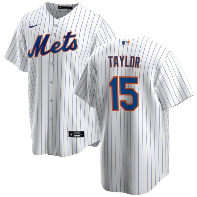 Men's New York Mets #15 Tyrone Taylor White Cool Base Stitched Baseball Jersey