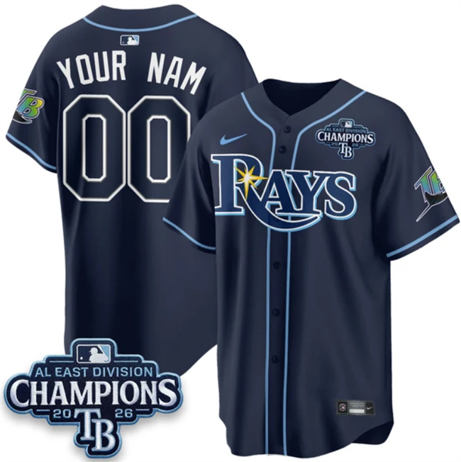 Men's Tampa Bay Rays ACTIVE PLAYER Custom Navy 2026 AL East Champions Patch Limited Stitched Baseball Jersey