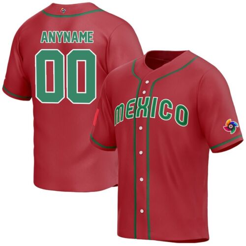Men's Custom Mexico 2023 Red World Baseball Classic Stitched Jersey