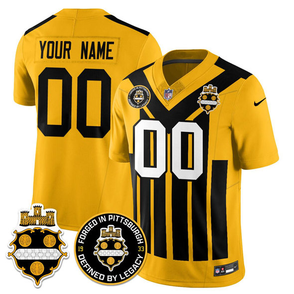 Men's Pittsburgh Steelers Active Player Custom Gold F.U.S.E. 1933 Throwback Limited Stitched Football Jerseyy Men's Pittsburgh Steelers Active Player Custom Gold F.U.S.E. 1933 Throwback Limited Stitched Football Jerseyy