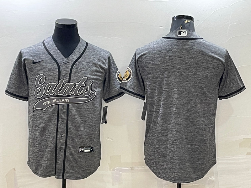 Men's New Orleans Saints Blank Grey With Patch Cool Base Stitched Baseball Jersey
