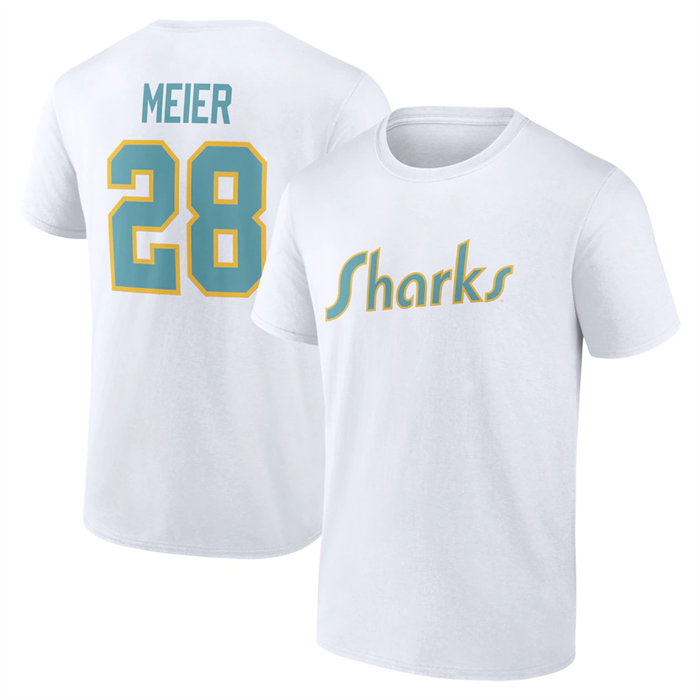 Men's San Jose Sharks #28 Timo Meier White T-Shirt Men's San Jose Sharks #28 Timo Meier White T-Shirt