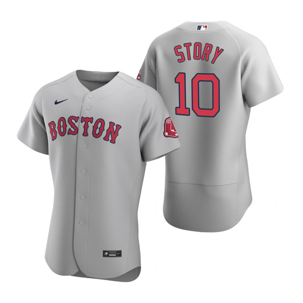 Men's Boston Red Sox #10 Trevor Story Grey Flex Base Stitched Baseball Jersey