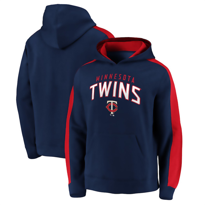 Men's Minnesota Twins Navy Game Time Arch Pullover Hoodie Pullover Hoodie