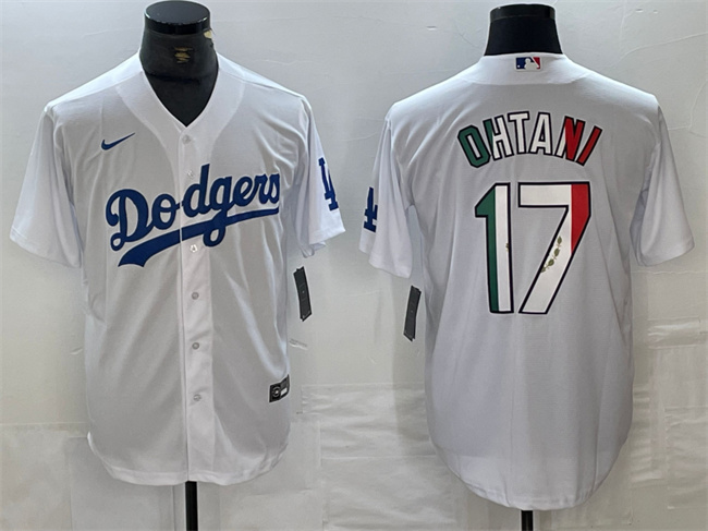Men's Los Angeles Dodgers #17 Shohei Ohtani Stitched White Cool Base Baseball Jersey
