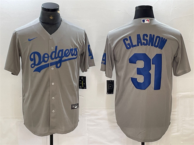 Men's Los Angeles Dodgers #31 Tyler Glasnow Stitched Grey Cool Base Baseball Jerseyitched Baseball Jersey