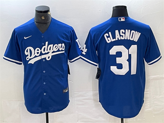 Men's Los Angeles Dodgers #31 Tyler Glasnow Stitched Blue Cool Base Baseball Jersey