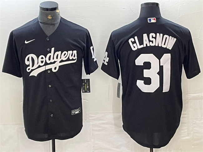 Men's Los Angeles Dodgers #31 Tyler Glasnow Stitched Black Cool Base Baseball Jerseytched Baseball Jersey