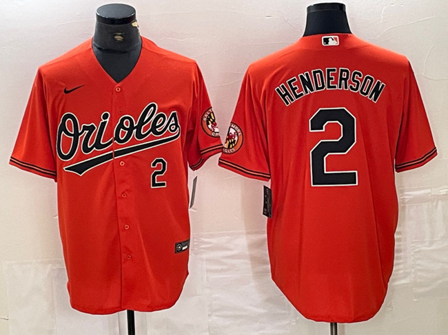 Men's Baltimore Orioles #2 Gunnar Henderson Stitched Orange Cool Base Jersey