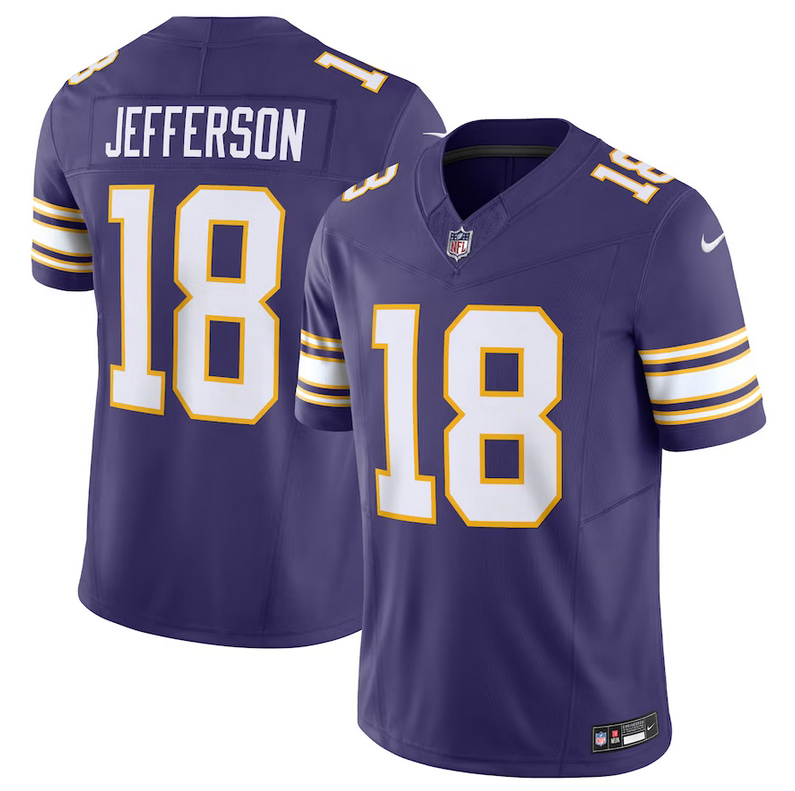 Men's Minnesota Vikings #18 Justin Jefferson Purple 2023 F.U.S.E. Vapor Untouchable Limited Stitched Jersey