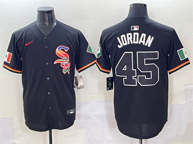 Men's Chicago White Sox #45 Michael Jordan Black Mexico Limited Stitched Baseball Jersey Men's Chicago White Sox #45 Michael Jordan Black Mexico Limited Stitched Baseball Jersey