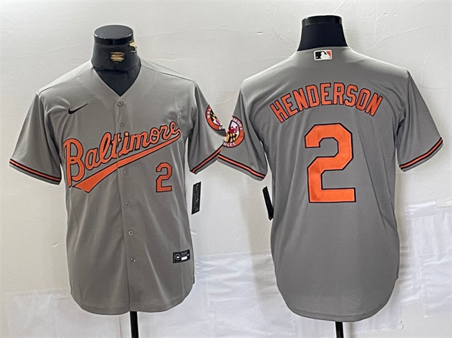 Men's Baltimore Orioles #2 Gunnar Henderson Gray Cool Base Stitched Jersey