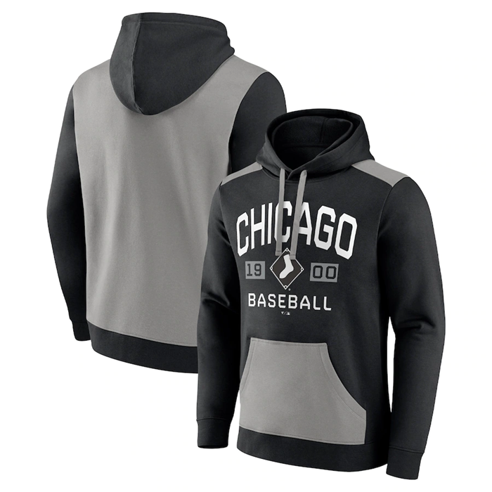 Men's Chicago White Sox Black/Grey Chip In Pullover Hoodie