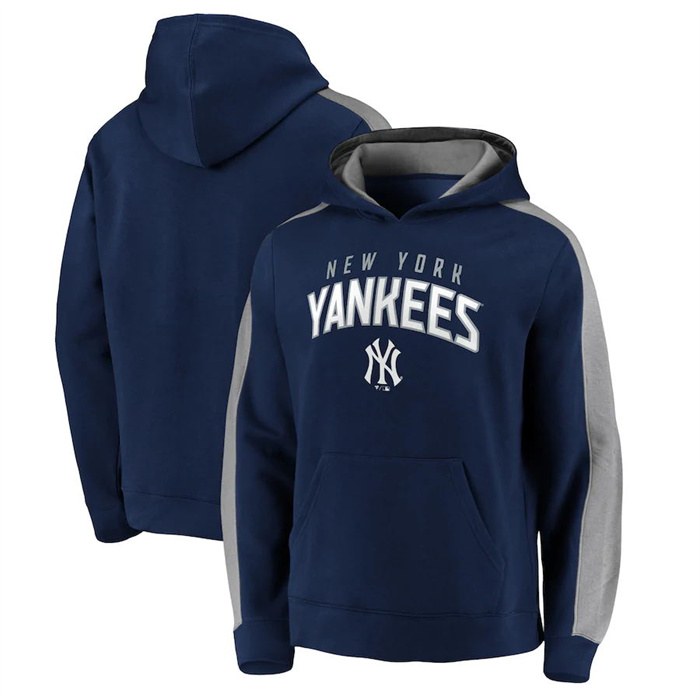 Men's New York Yankees Navy Game Time Arch Pullover Hoodie Pullover Hoodie
