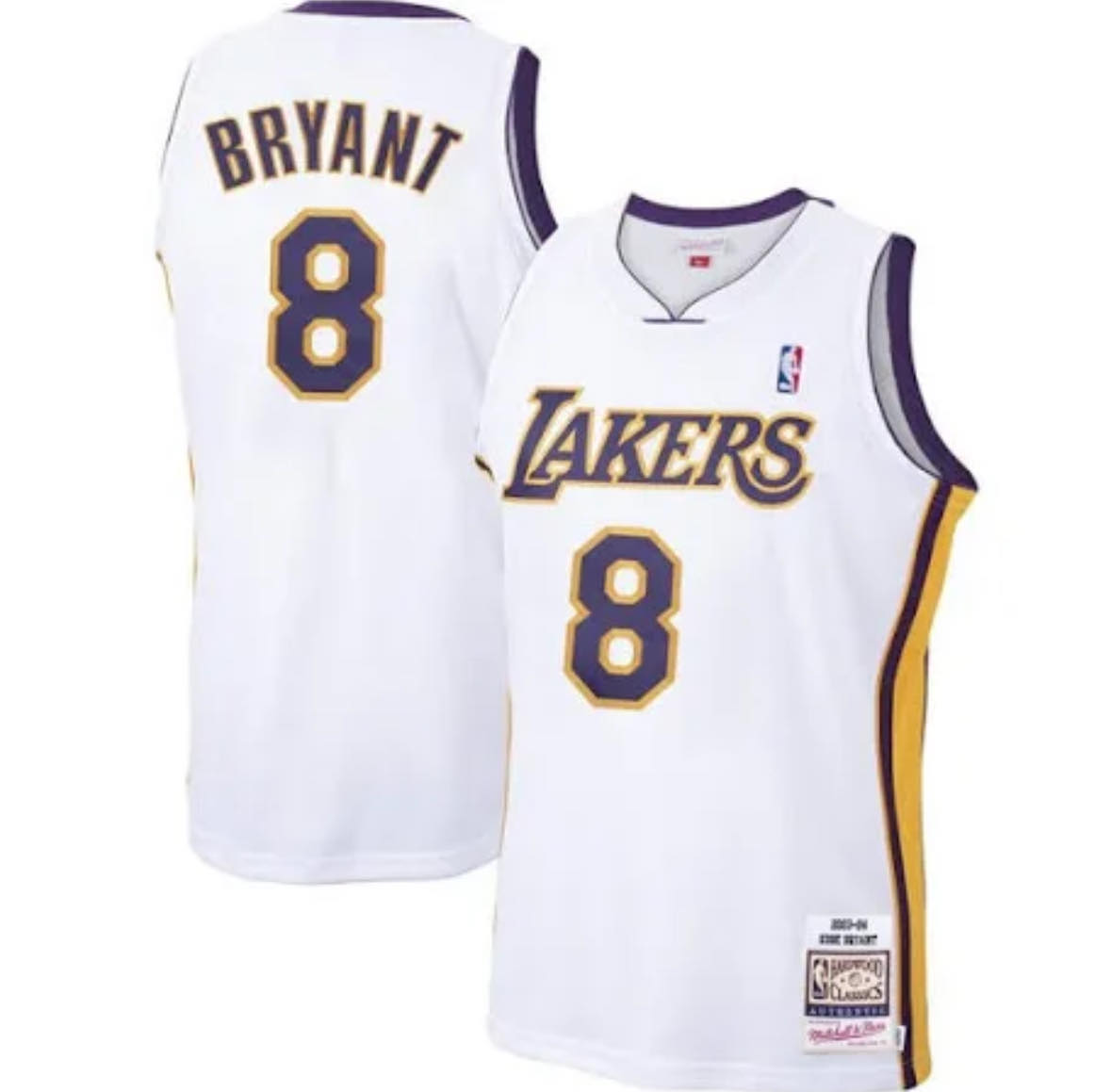 Men's White Los Angeles Lakers #8 Kobe Bryant 2003-04 Throwback Basketball JerseyStitched Baseball Jersey