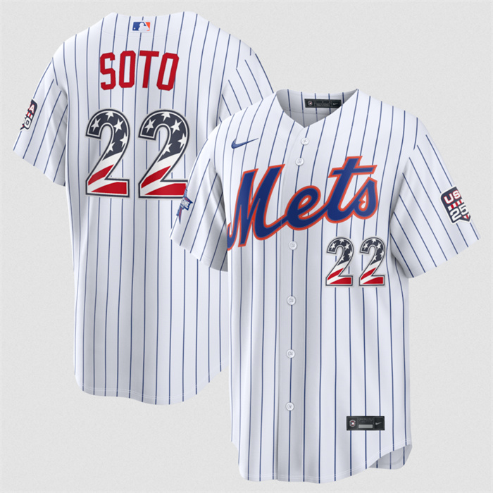 Men's New York Mets #22 Juan Soto White 2026 All-Star Edition Stars & Stripes Stadium Pick-A-Player Stitched Baseball Jersey