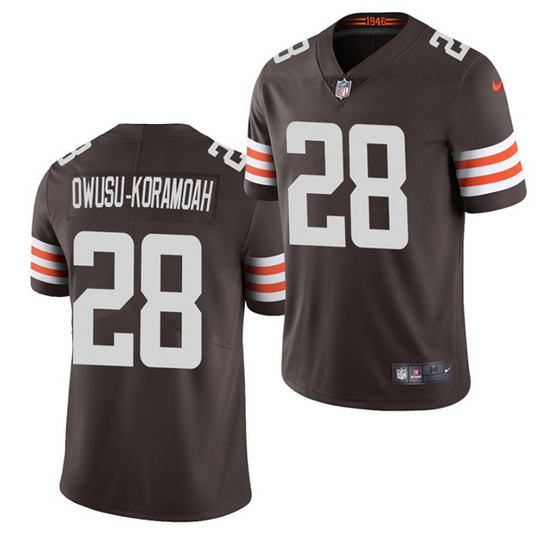 Women's Cleveland Browns #28 Jeremiah Owusu-Koramoah Brown Vapor Untouchable Limited Stitched Jersey