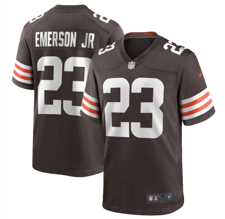 Men's Cleveland Browns #23 Martin Emerson Jr. Brown Game Stitched Jersey