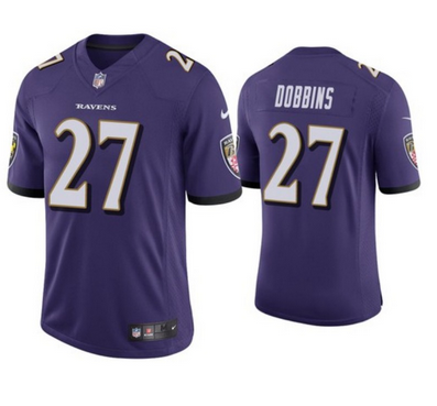 Men's Baltimore Ravens #27 J.K. Dobbins Purple Limited Jersey