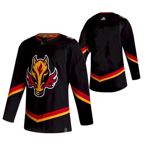 Men's Calgary Flames Adidas Blank Black 2020-21 Reverse Retro Stitched Jersey