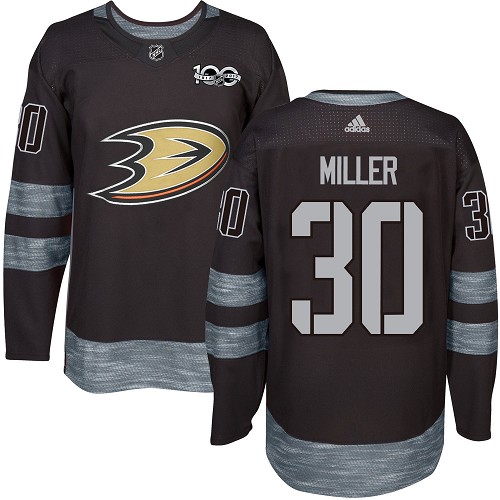 Adidas Ducks #30 Ryan Miller Black 1917-2017 100th Anniversary Stitched NHL Jersey
