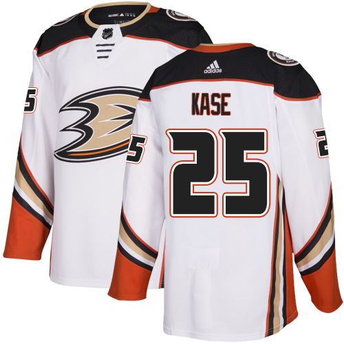 Adidas Ducks #25 Ondrej Kase White Road Authentic Stitched NHL Jersey