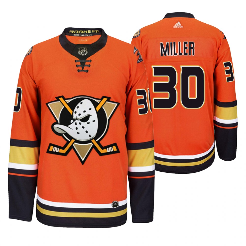 Anaheim Ducks #30 Ryan Miller Men's 2019-20 Third Orange Alternate Stitched NHL Jersey