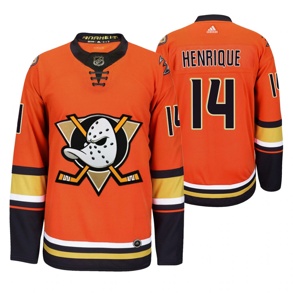 Anaheim Ducks #14 Adam Henrique Men's 2019-20 Third Orange Alternate Stitched NHL Jersey