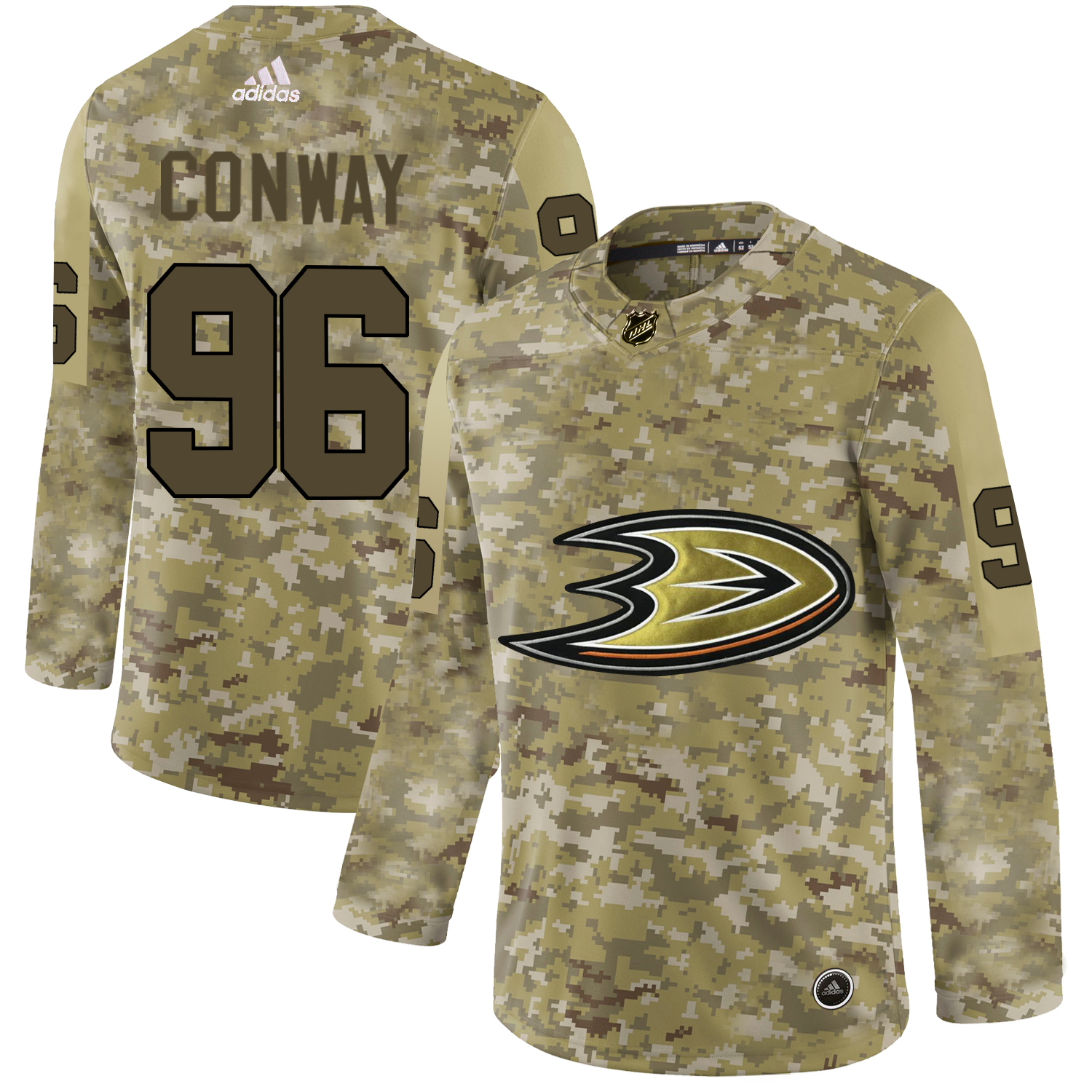 Adidas Ducks #96 Charlie Conway Camo Authentic Stitched NHL Jersey