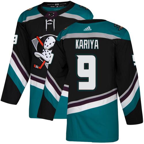 Adidas Ducks #9 Paul Kariya Black/Teal Alternate Authentic Stitched NHL Jersey