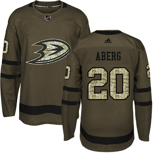 Adidas Ducks #20 Pontus Aberg Green Salute to Service Stitched NHL Jersey
