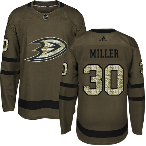 Adidas Ducks #30 Ryan Miller Green Salute to Service Stitched NHL Jersey