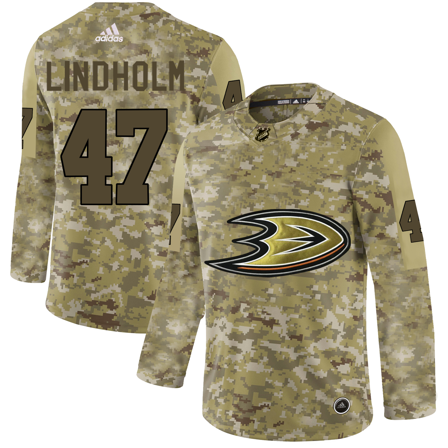 Adidas Ducks #47 Hampus Lindholm Camo Authentic Stitched NHL Jersey