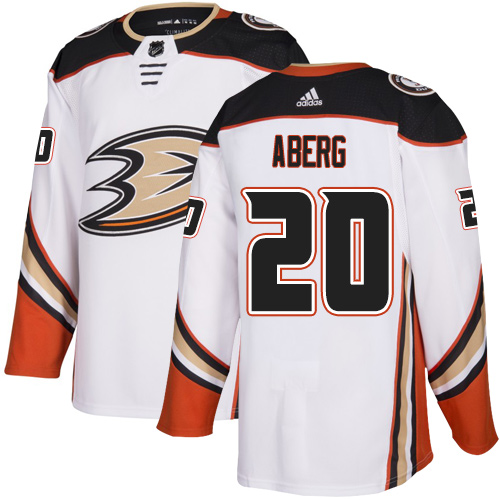 Adidas Ducks #20 Pontus Aberg White Road Authentic Stitched NHL Jersey